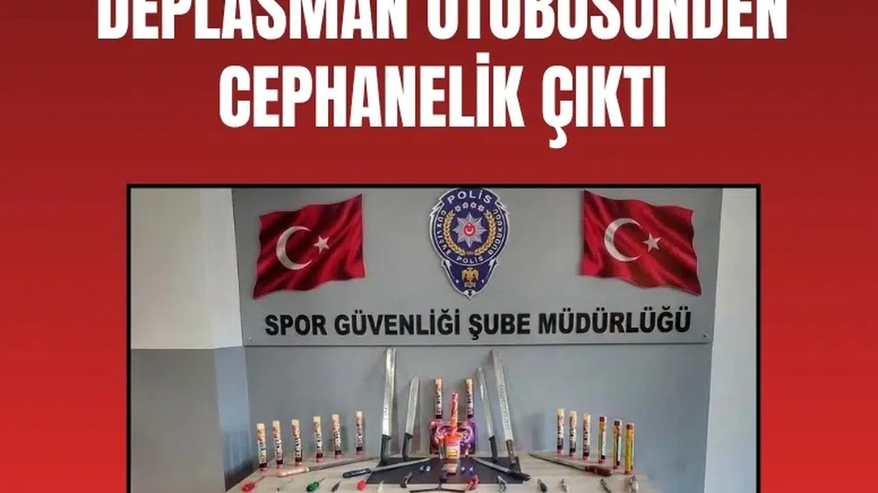 Deplasman otobüsünden adeta cephanelik çıktı