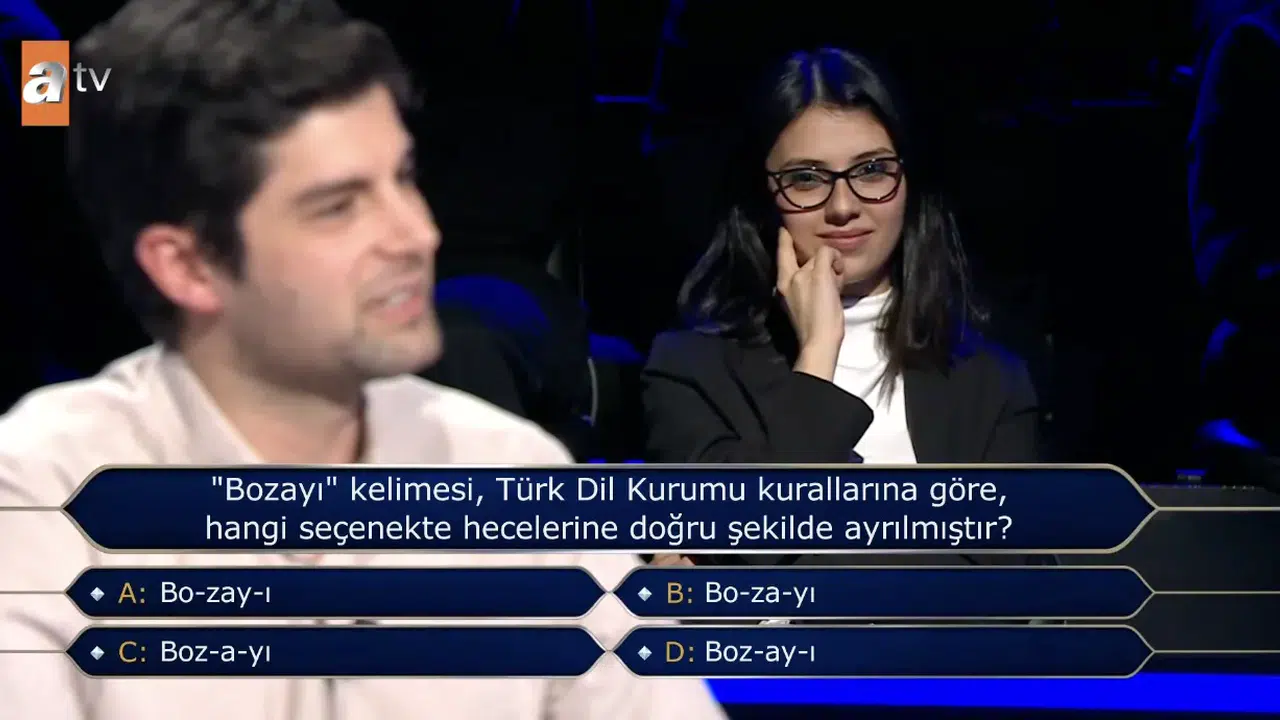 'Bozayı' kelimesi Türk Dil Kurumu kurallarına göre hangi seçenekte hecelerine doğru şekilde ayrılmıştır?
