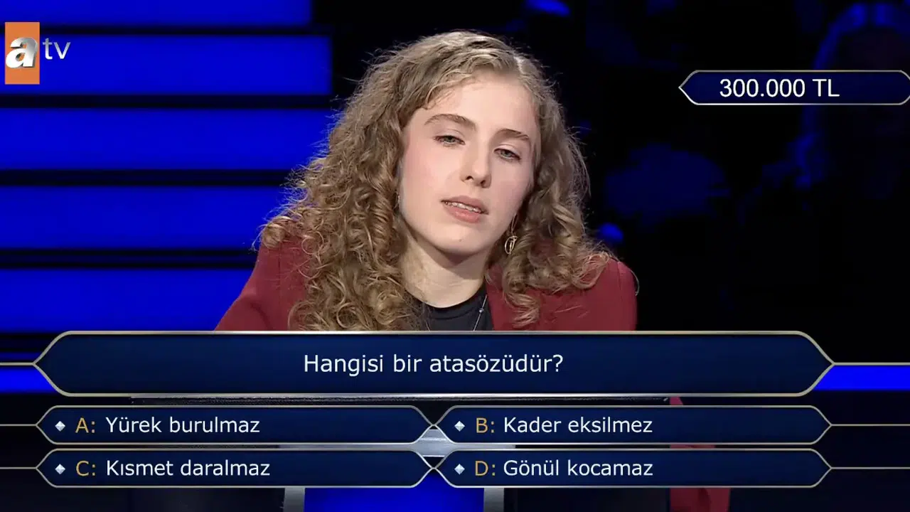 Hangisi bir atasözüdür? Yürek burulmaz mı, gönül kocamaz mı? Kim Milyoner 300 bin TL'lik soru!