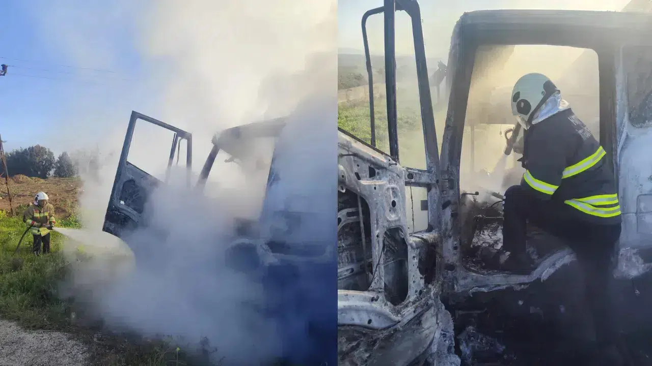 Hatay Kırıkhan'da seyir halindeki kamyonun motoru alev aldı!