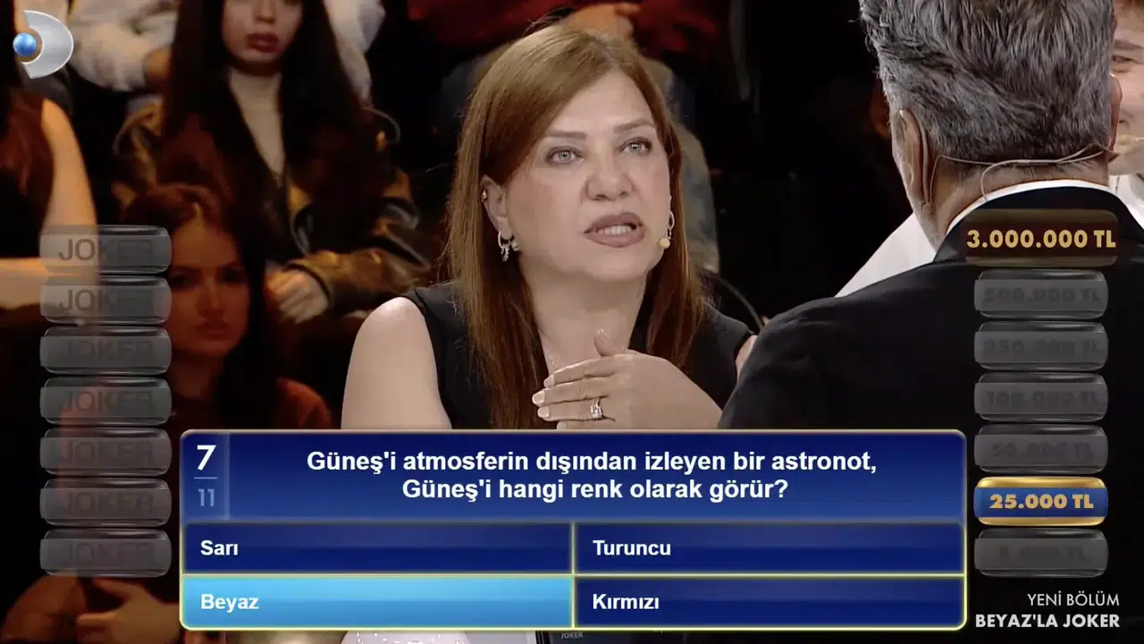Güneşi atmosferin dışından izleyen bir astronot, güneşi hangi renk olarak görür?