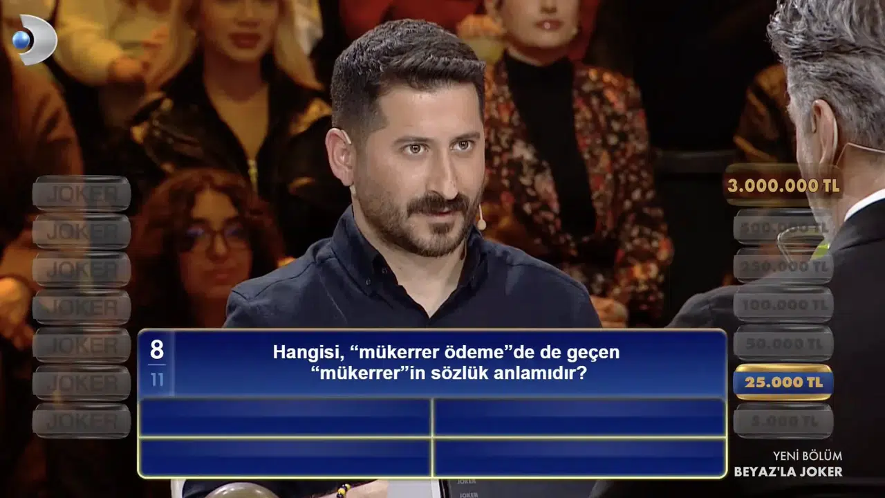 Hangisi 'mükerrer ödemede' de geçen 'mükerrer'in sözlük anlamıdır?