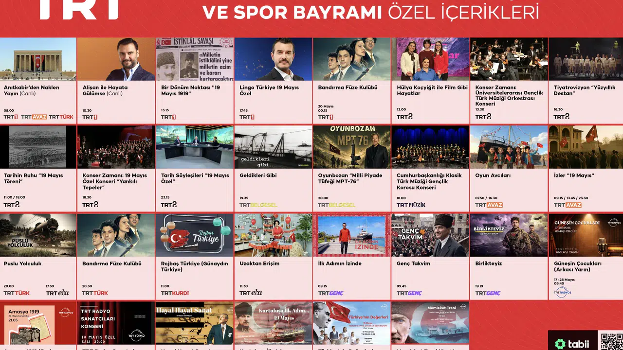 TRT 19 Mayıs Atatürk'ü Anma, Gençlik ve Spor Bayramı özel yayın akışını açıkladı