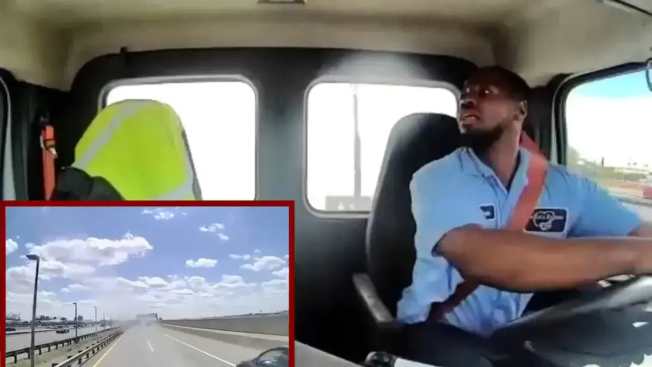 Kamyon şoförünün kabusu! Uçak lastiği camdan içeri girdi