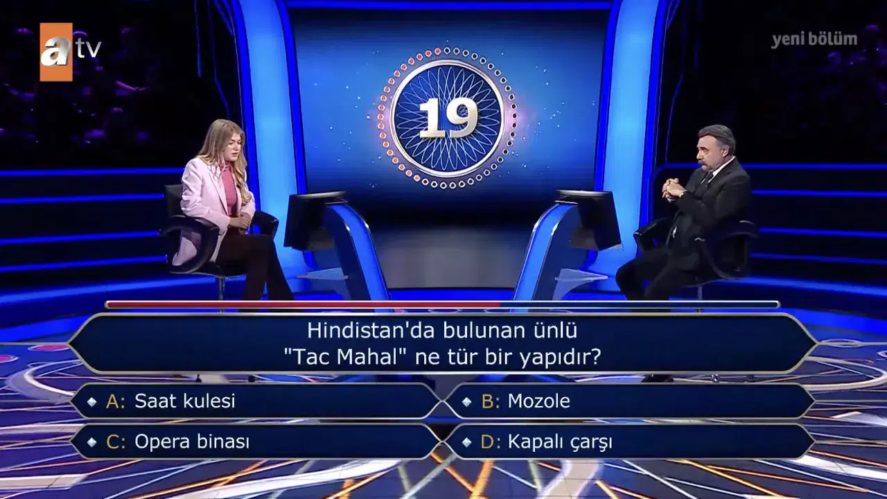 Hindistan’da bulunan Tac Mahal ne tür bir yapıdır? Milyoner sorusu ve doğru cevap nedir?