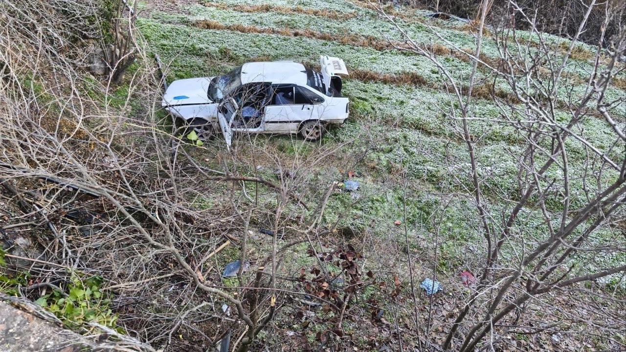 Direksiyonu tutamadı, araç yoldan çıktı: Bilecik'te kaygan zemin kazası!