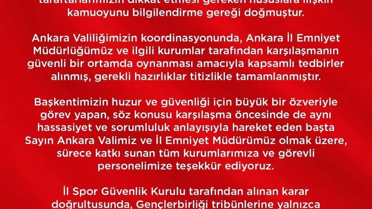 Gençlerbirliği-Amed SF maçına yalnızca logolu kartlı taraftar alınacak