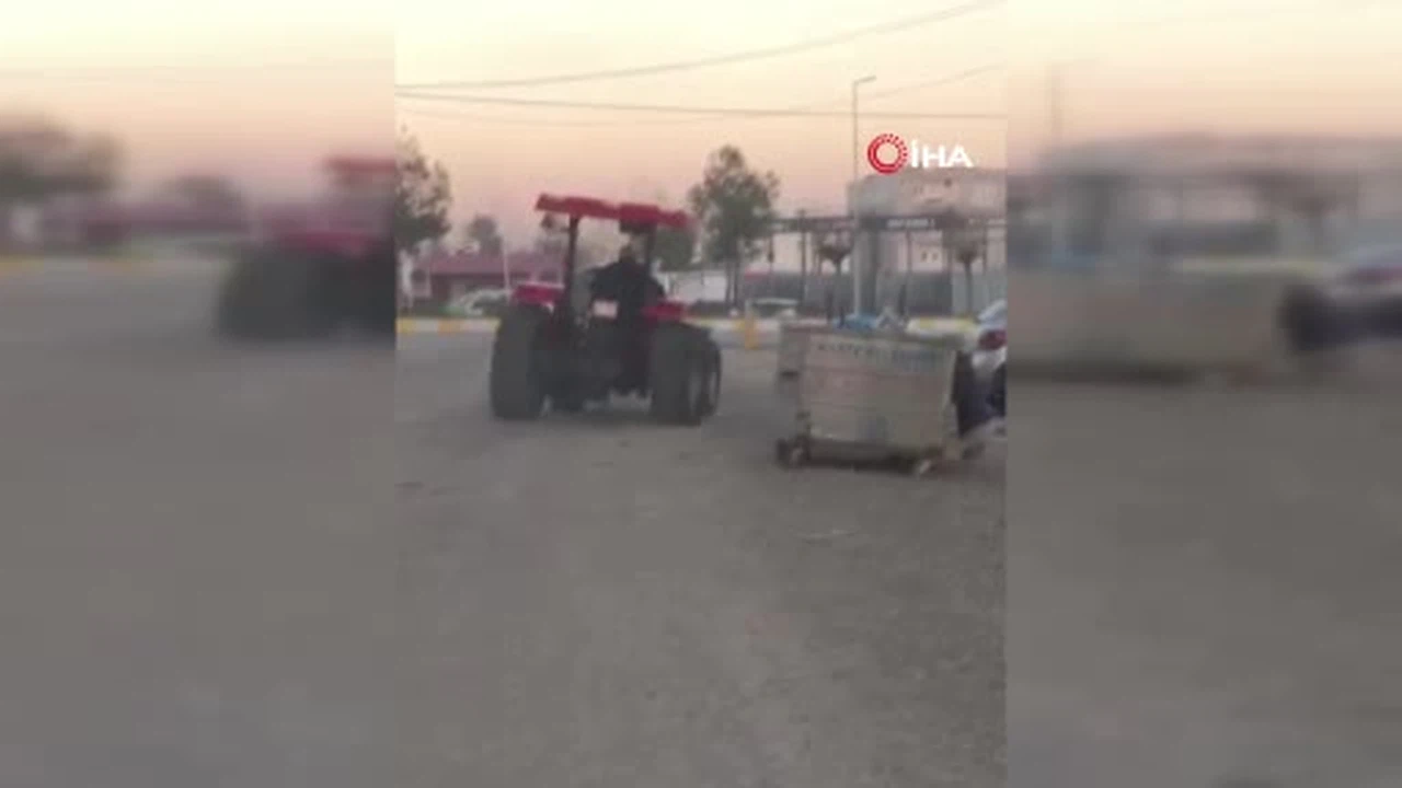 Lastik patladı, o devam etti! Ölümüne yolculuk yapan çiftçinin inadı kamerada...