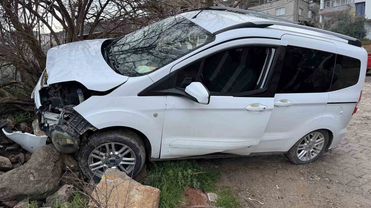 Freni boşalan hafif ticari araç ağaca çarptı: 1 yaralı