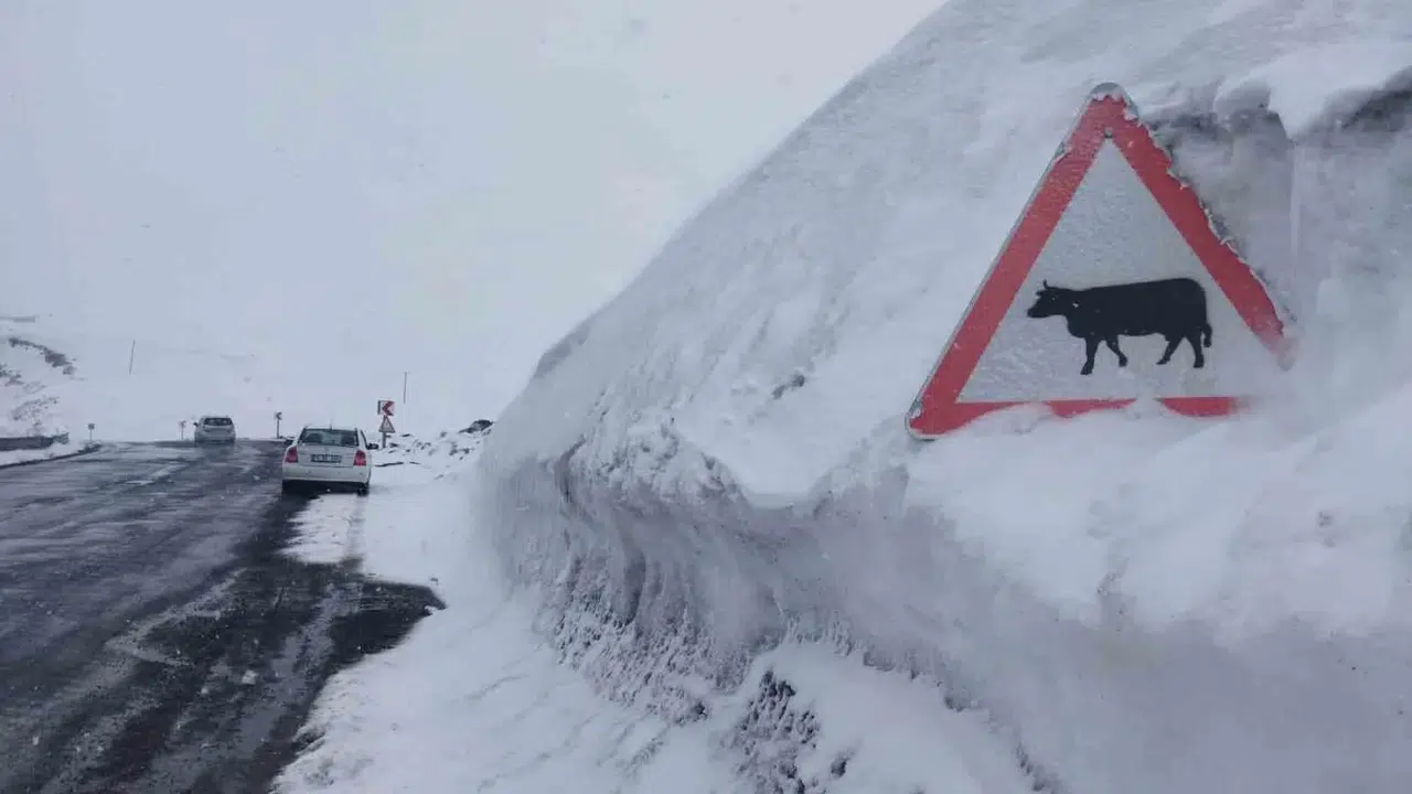 Baharın ortasında kış manzarası: Ilgar Dağı’nda kar tabelaları yuttu