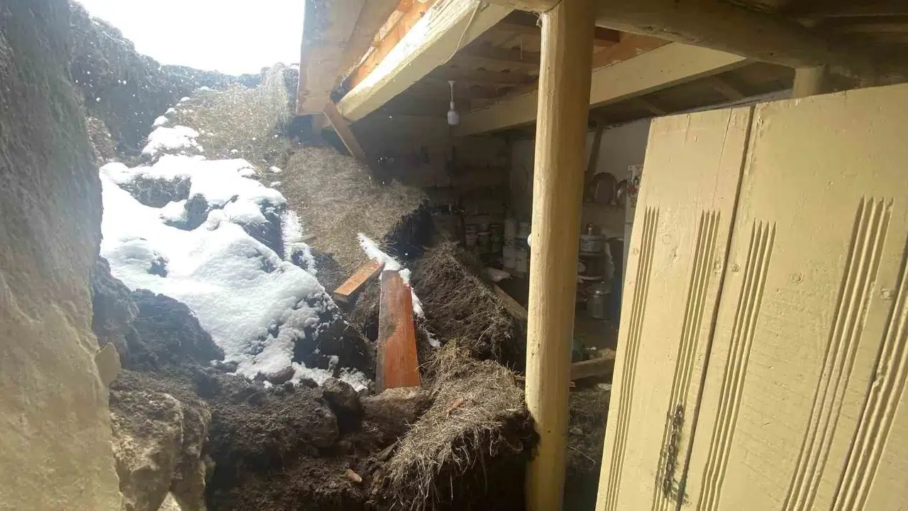 Ardahan'da korkutan çökme: Tonlarca karın ağırlığına dayanamayan dam yerle bir oldu