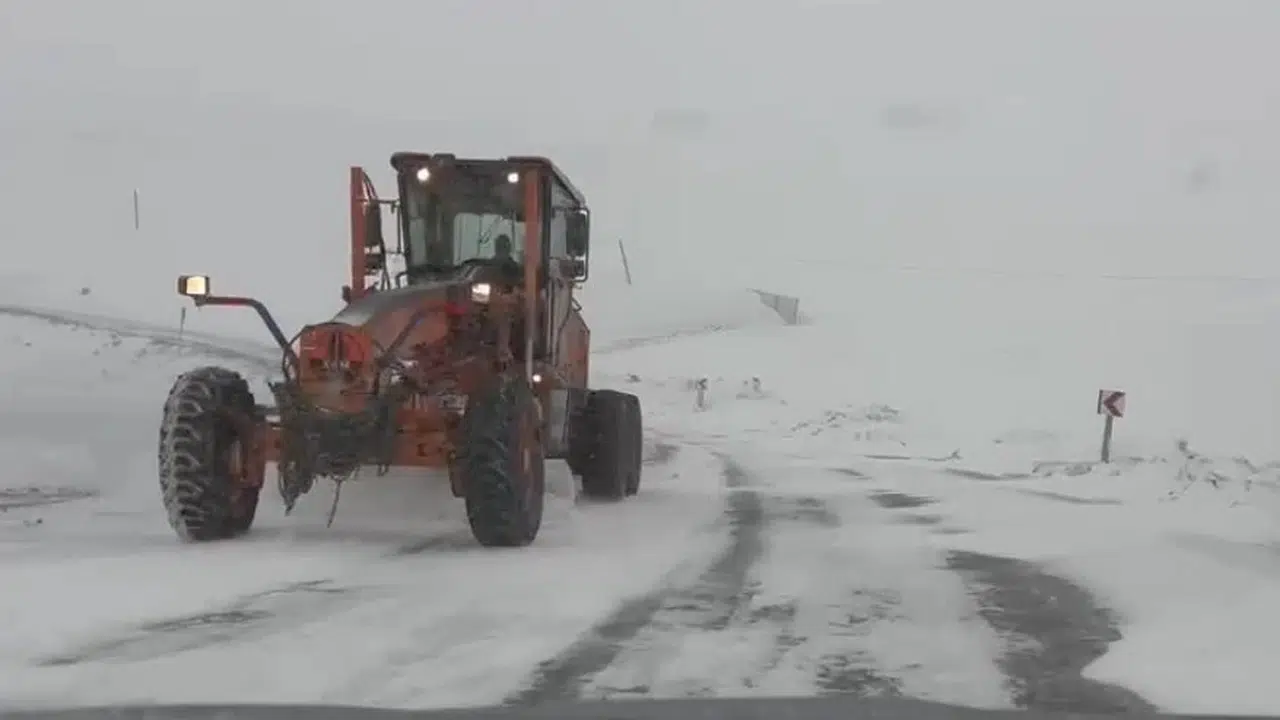Ardahan'da kış yüzünü sert gösterdi: Geçitler tır mezarlığına döndü