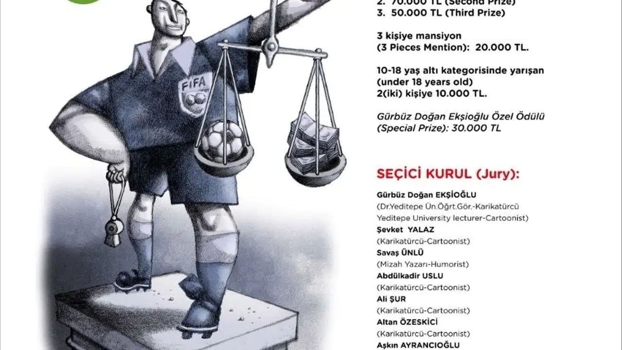 Çizgiler sahaya iniyor: Denizli'nin dev karikatür yarışmasında 2026 teması futbol oldu