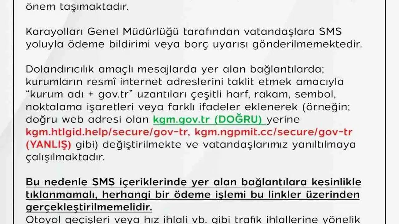 Telefonunuza gelen o mesaja dikkat: KGM'den kritik dolandırıcılık uyarısı