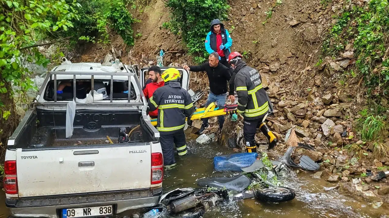 Nazilli'de dehşet anları: 10 metrelik uçurumdan dere yatağına çakıldı