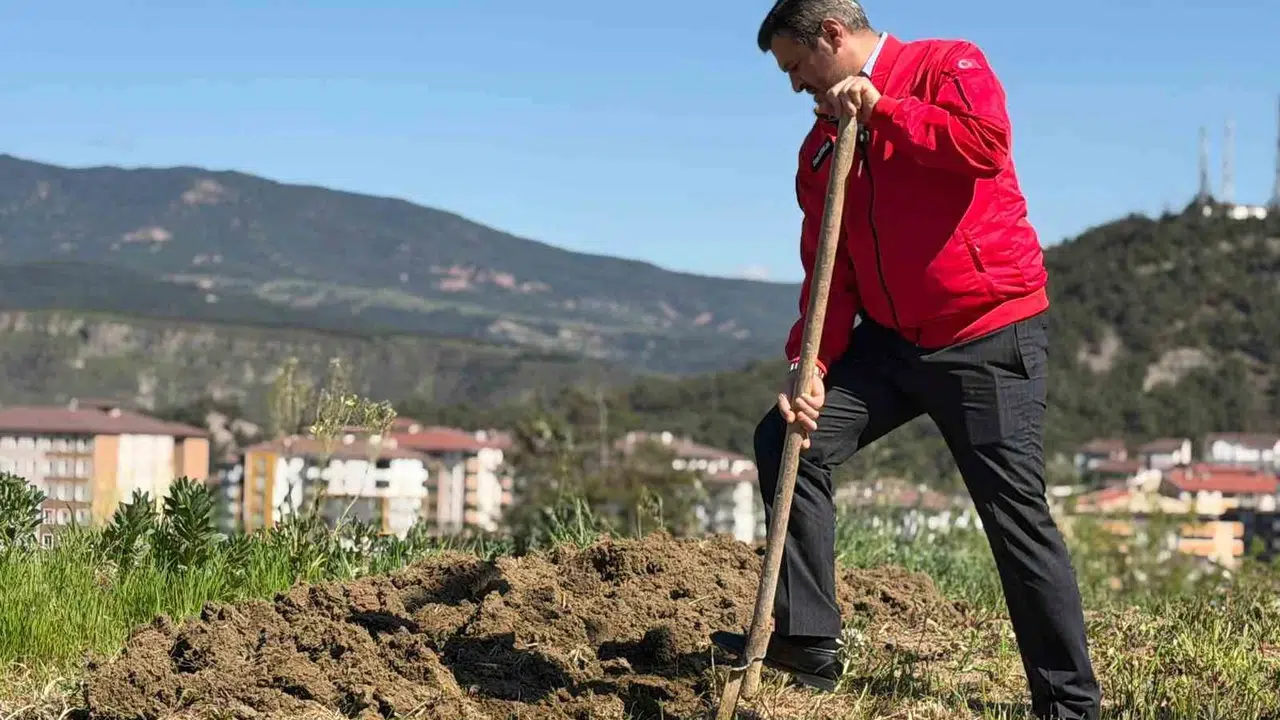 Başkanın samimi molası: Dalından yediği bademin hakkını kürek sallayarak ödedi
