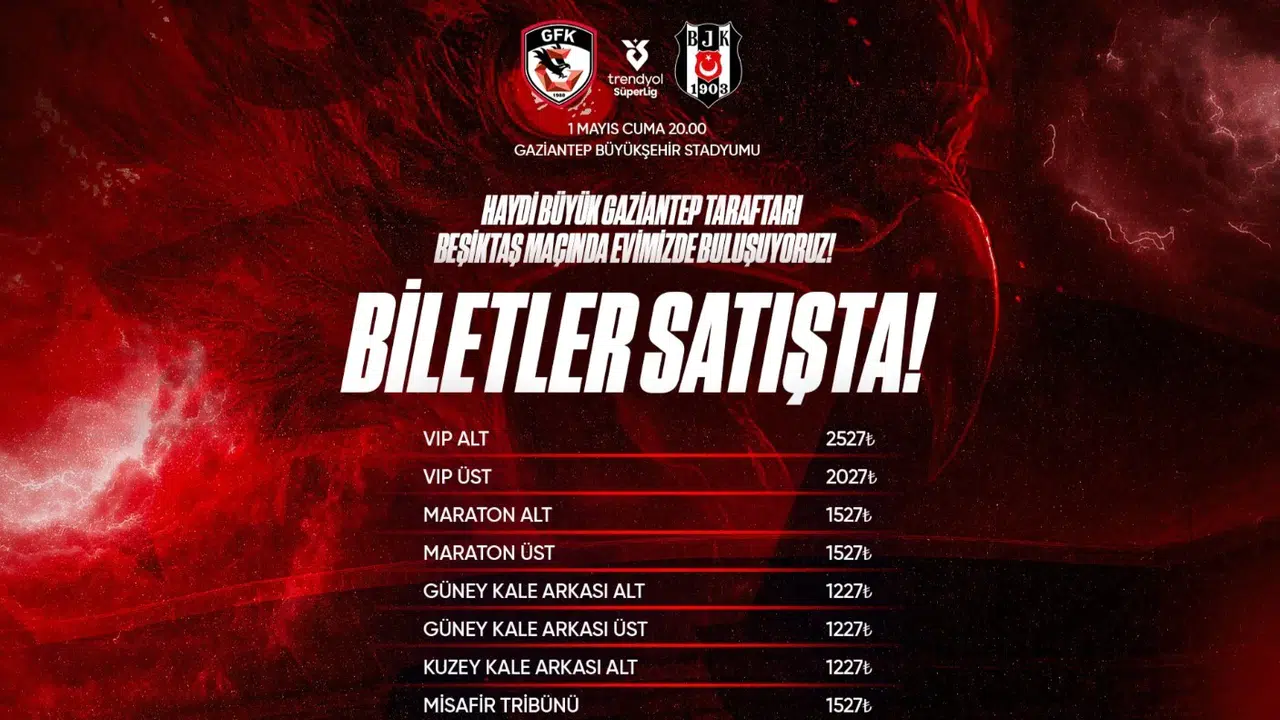 Gaziantep'te dev randevu için geri sayım: Beşiktaş maçı biletleri satışa sunuldu