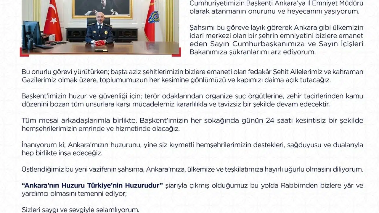 Ankara Emniyeti'nde yeni dönem: Maksut Yüksek'ten suç odaklarına net mesaj