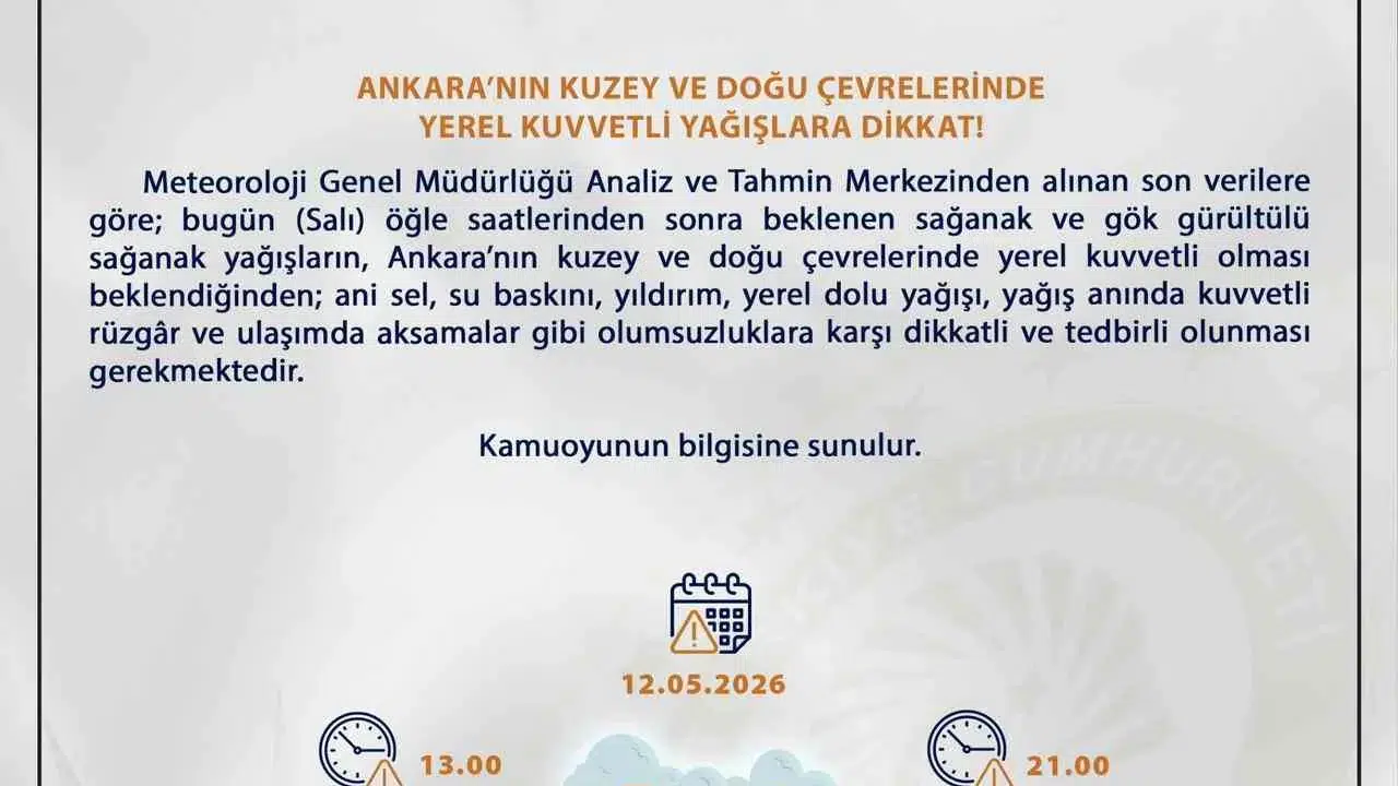 Ankara'da yaşayanlar dikkat: Meteorolojiden kritik saat uyarısı geldi