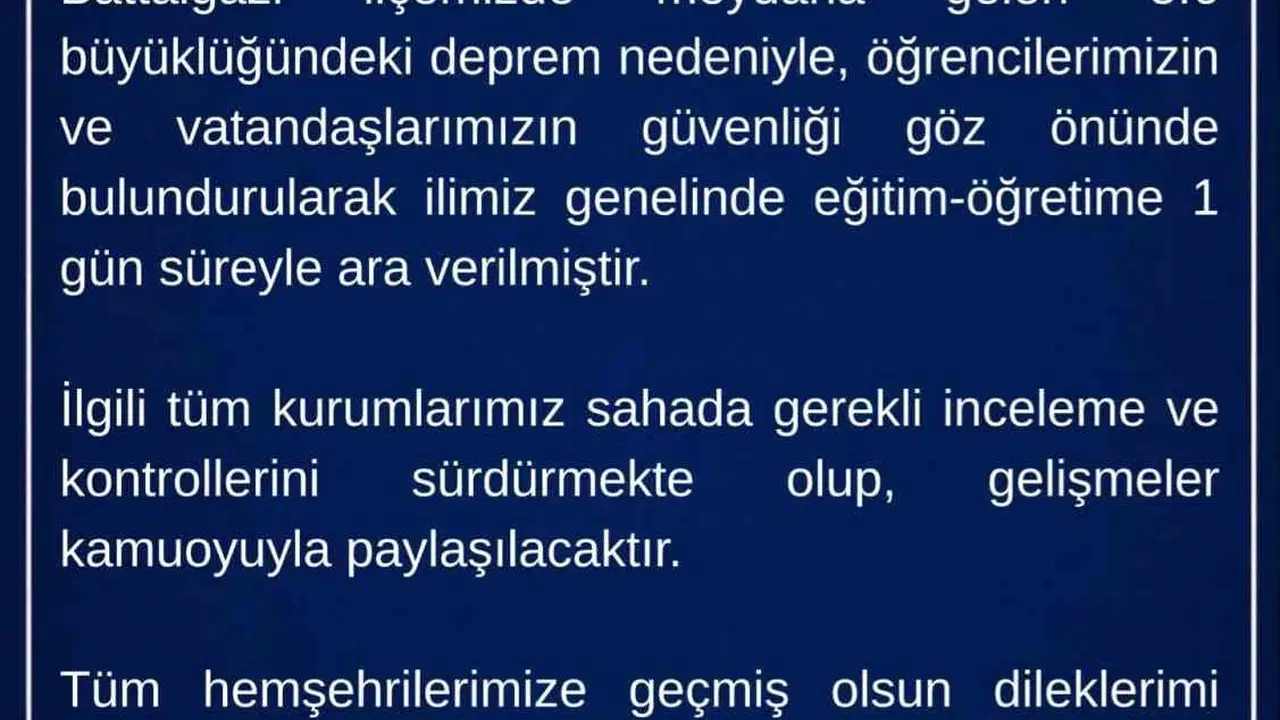 Malatya'da deprem paniği: Okullar bir günlüğüne tatil edildi
