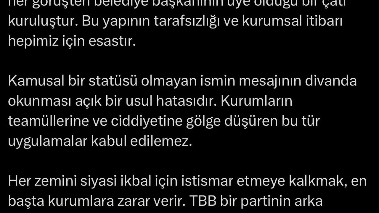 TBB’de mektup krizi: Başkan Alemdar’dan sert tepki: Kurumun itibarını zedelemeye kimsenin hakkı yok