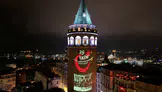 Galata Kulesi 29 Ekim için Atatürk ve ay yıldızla aydınlatıldı