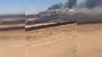Ceylanpınar'da sondaj aracı ve karavan yandı, 3 işçi yaralandı