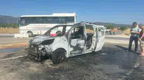 Muğla'da seyir halindeki araçta çıkan yangın paniğe neden oldu
