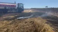 Tekirdağ'da petrol istasyonu yakınında anız yangını kontrol altına alındı