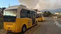 Çine ilçesinde çıkan orman yangınına karşı halk otobüsleri hazır bekletiliyor