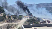 Bodrum'daki şantiyede çıkan yangın makilik alanda yayıldı
