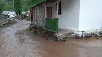 Oltu'da etkili sağanak yağış sele neden oldu, evler su altında kaldı