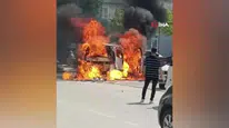 İnegöl'de çakmak yüklü hafif ticari araçta yangın paniği