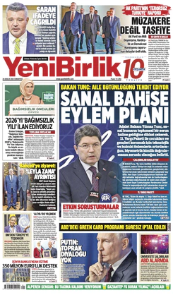 Yeni Birlik Gazetesi | 20 Aralık 2025
