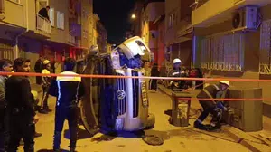 İnegöl'de kaza yapan minibüs devrildi, sürücü kaçtı