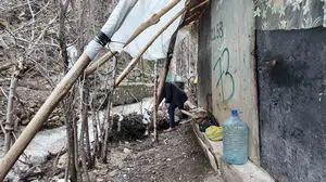 Doğa ile çaresiz mücadele: Evini korumak için çalı çırpıdan barikat kurdu
