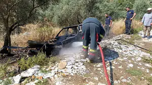 Aydın’da çıkan araç yangını ormanı kurtardı