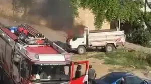 Alanya'da park halindeki kamyonette yangın çıktı