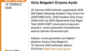 AGS ve ÖABT için giriş belgeleri erişime açıldı