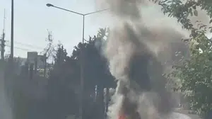 Adıyaman'da seyir halindeki otomobilde yangın çıktı
