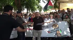 Konya'da Filistin konvoyuna destek gösterisi