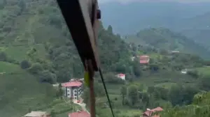 Rize'de ilkel teleferik yolculuğu: Çay üreticisinin heyecan dolu anları