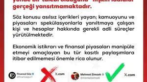 DMM, Bakan Şimşek'in istifasına yönelik iddiaları yalanladı