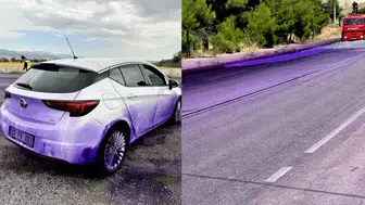Afyonkarahisar'da yola dökülen boya trafiği birbirine kattı