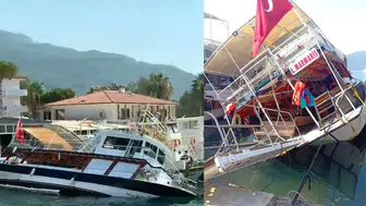 Akyaka’da gece yarısı korkan yan yattı: Tur teknesi sulara gömüldü!