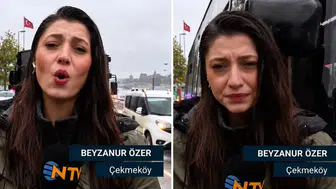 İstanbul’daki sel haberini aktarırken kafasına otobüs aynası çarpan muhabirin zor anları