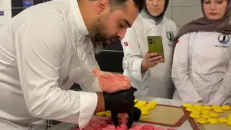 Sinop'ta aşçılık öğrencilerine uygulamalı makaron eğitimi