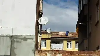 Elazığ'da bir kadın çatıya halı sererken tırmanış yaptı