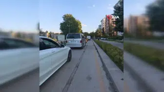 Eskişehir'de taksi şoförünün ters yön ihlali kamerada kaydedildi