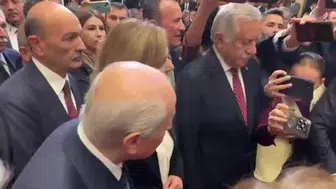 Bahçeli, TBMM resepsiyonunda Dervişoğlu ile selamlaştı